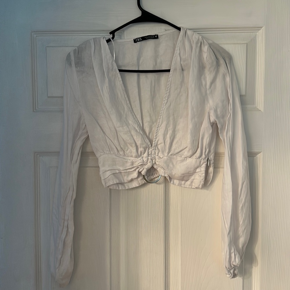 Zara cropped linen top